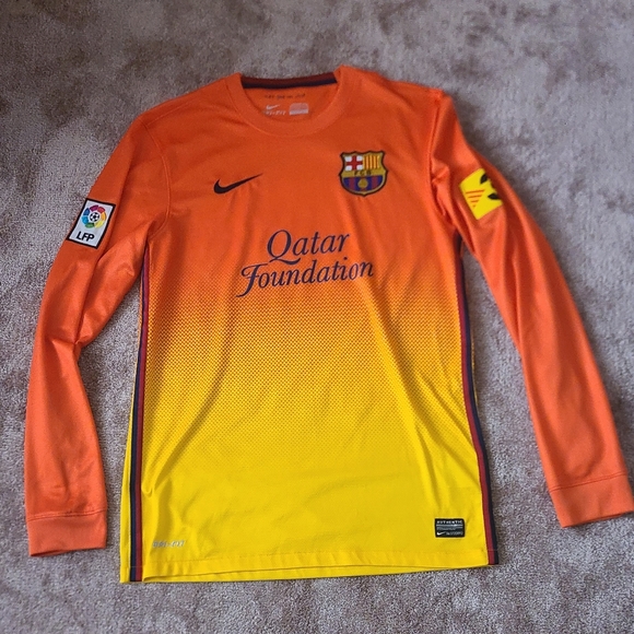 Nike Other - FC Barcelona Long Sleeve Soccer Jersey 2012-13 Orange and Yellow Nike Rare